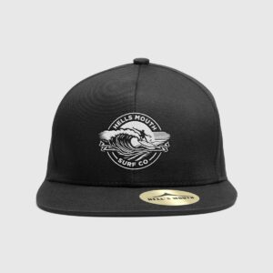 Hell's Mouth Surf Snap back hat in black - Front